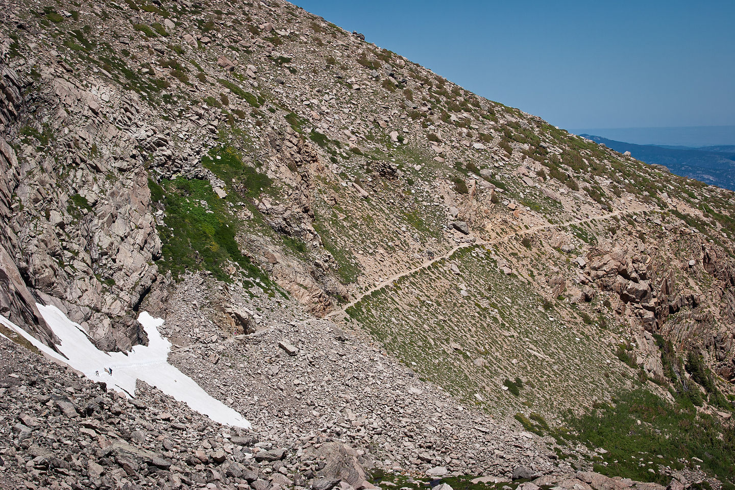 Distant view of the snowfield traverse Distant view of the snowfield traverse