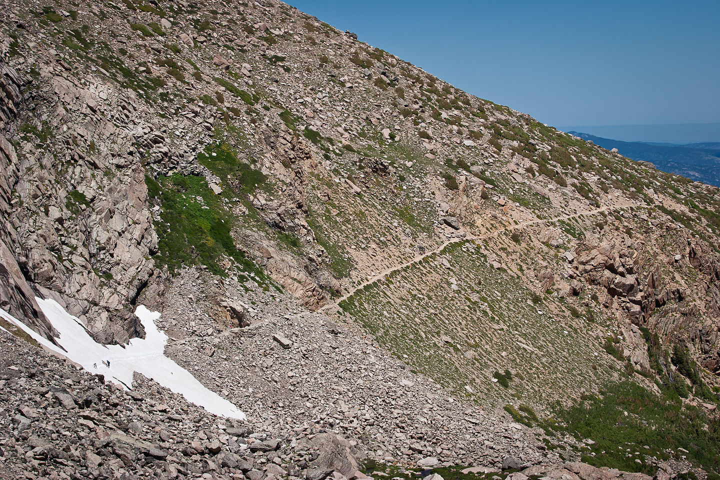 Distant view of the snowfield traverse