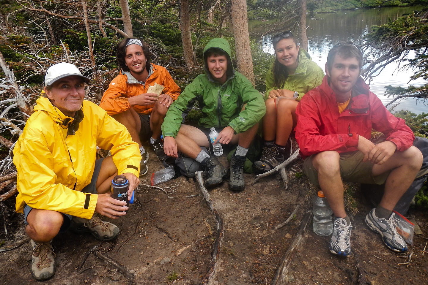 Lake Helene Hikers Lunching in Rain Lake Helene Hikers Lunching in Rain