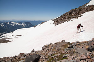 Lolo Conquering the Dreaded Snow Traverse