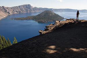 Wizard Island from Overlook in the Morning