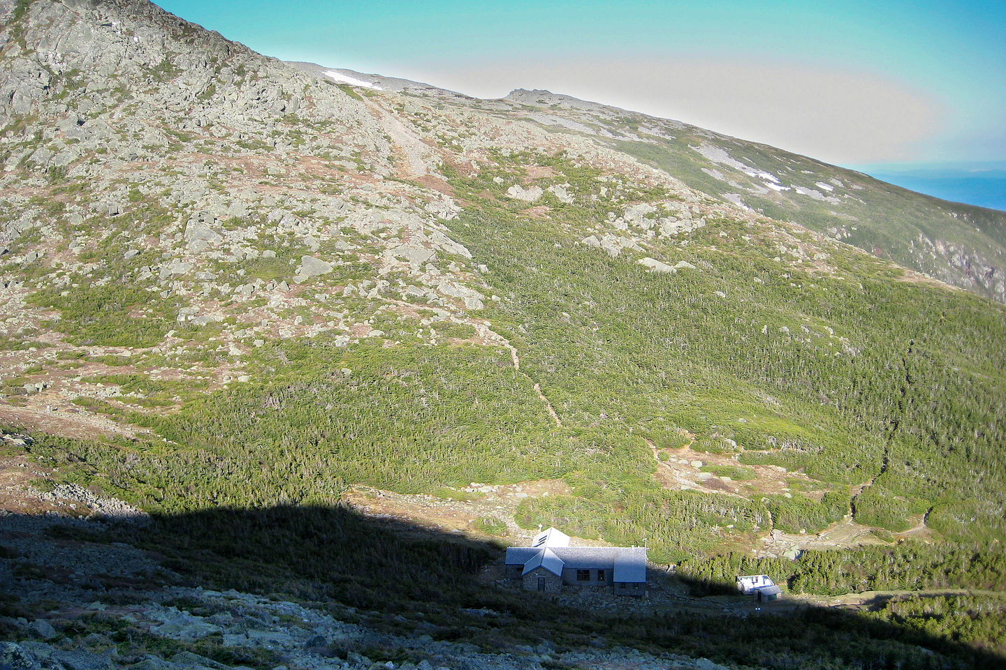 View of Madison Hut from Mt. Madison Summit