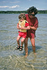 Lolo keeping Tommy's toes from Crabbies in Lake Tashmoo