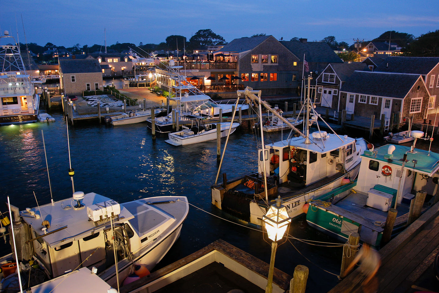Night View from Memorial Wharf of Fishing Boats Night View from Memorial Wharf of Fishing Boats