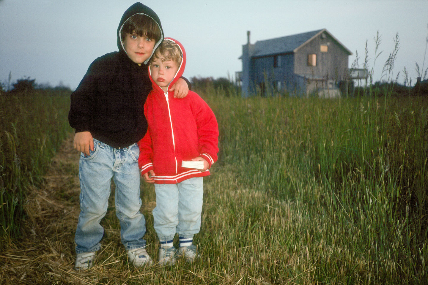 Boys on Farmland outside Tony's Rental House