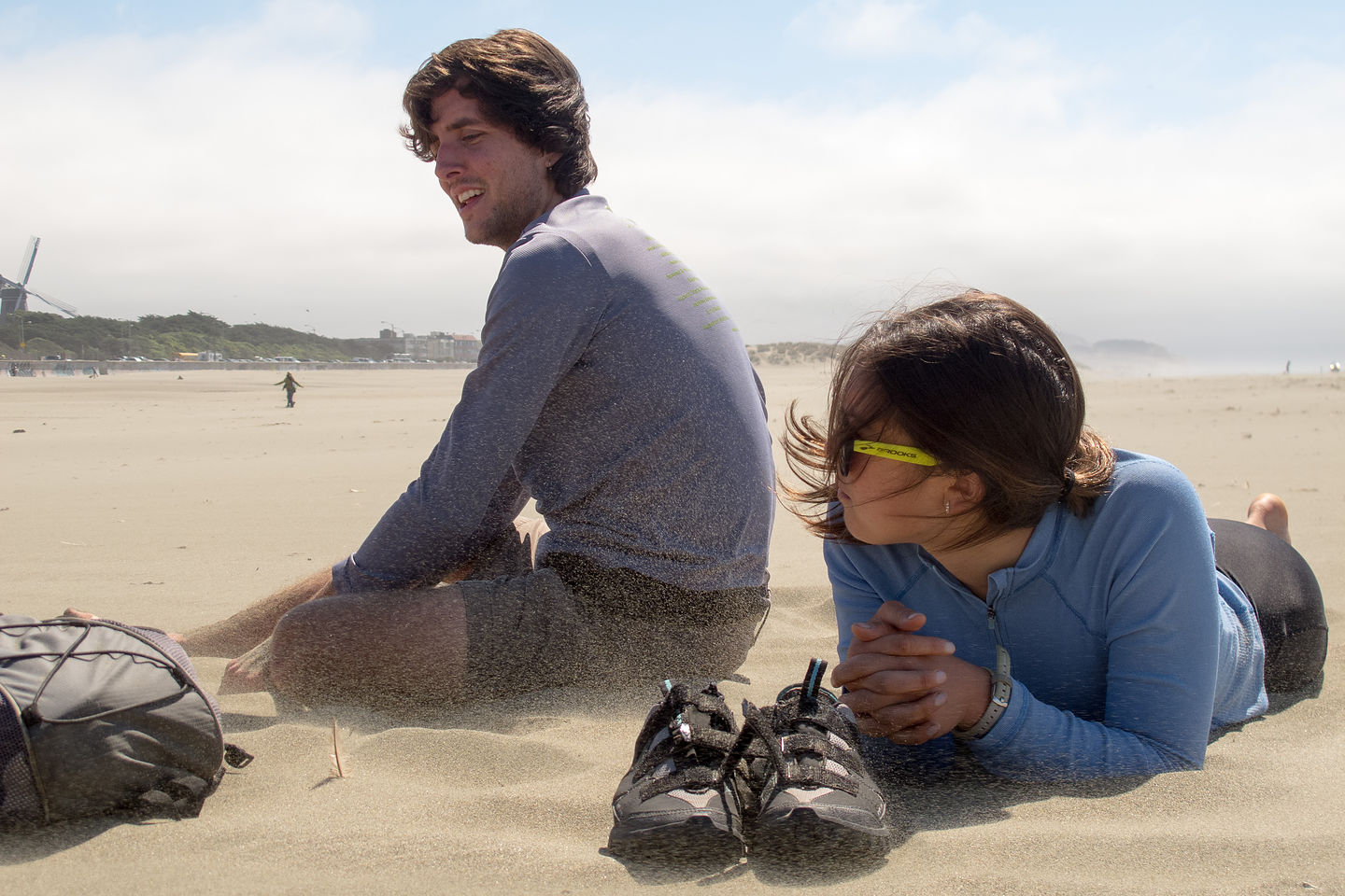 Andrew and Celeste in Pelting Sand at Ocean Beach Andrew and Celeste in Pelting Sand at Ocean Beach
