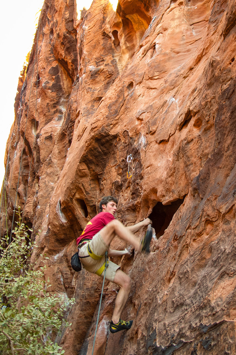 Tommy in Black Corridor of Red Rock Canyon Tommy in Black Corridor of Red Rock Canyon