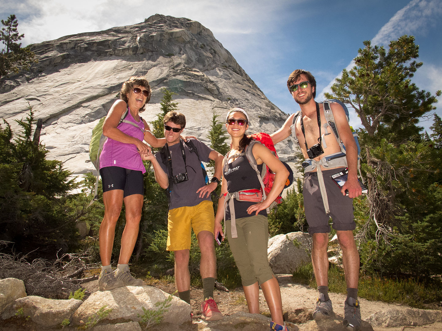 Happy Hikers on Route to Lower Cathedral Lake Happy Hikers on Route to Lower Cathedral Lake