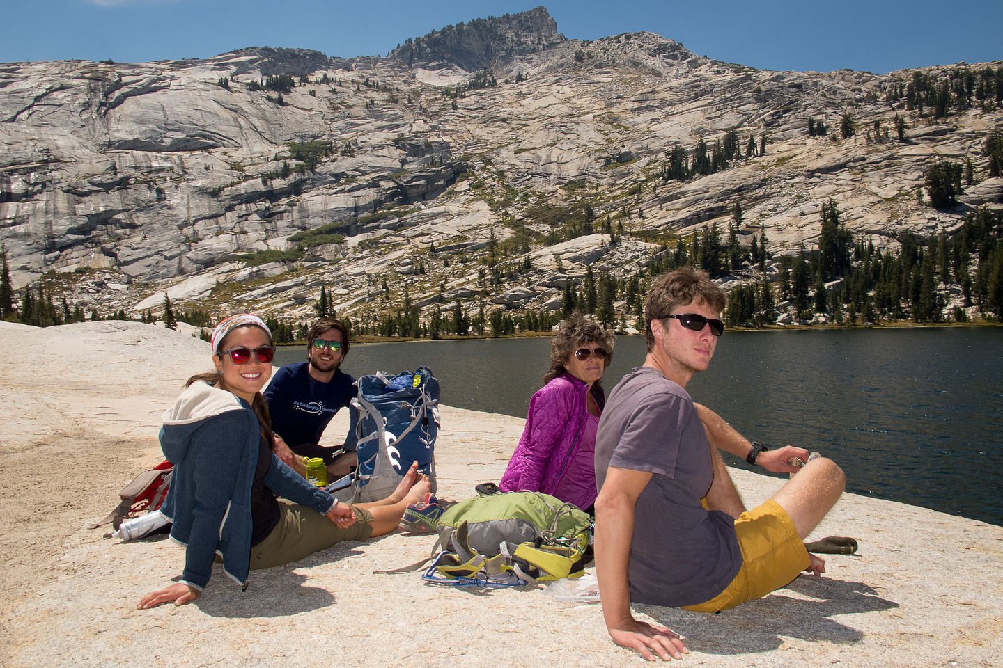 Hikers at Lower Cathedral Lake Hikers at Lower Cathedral Lake