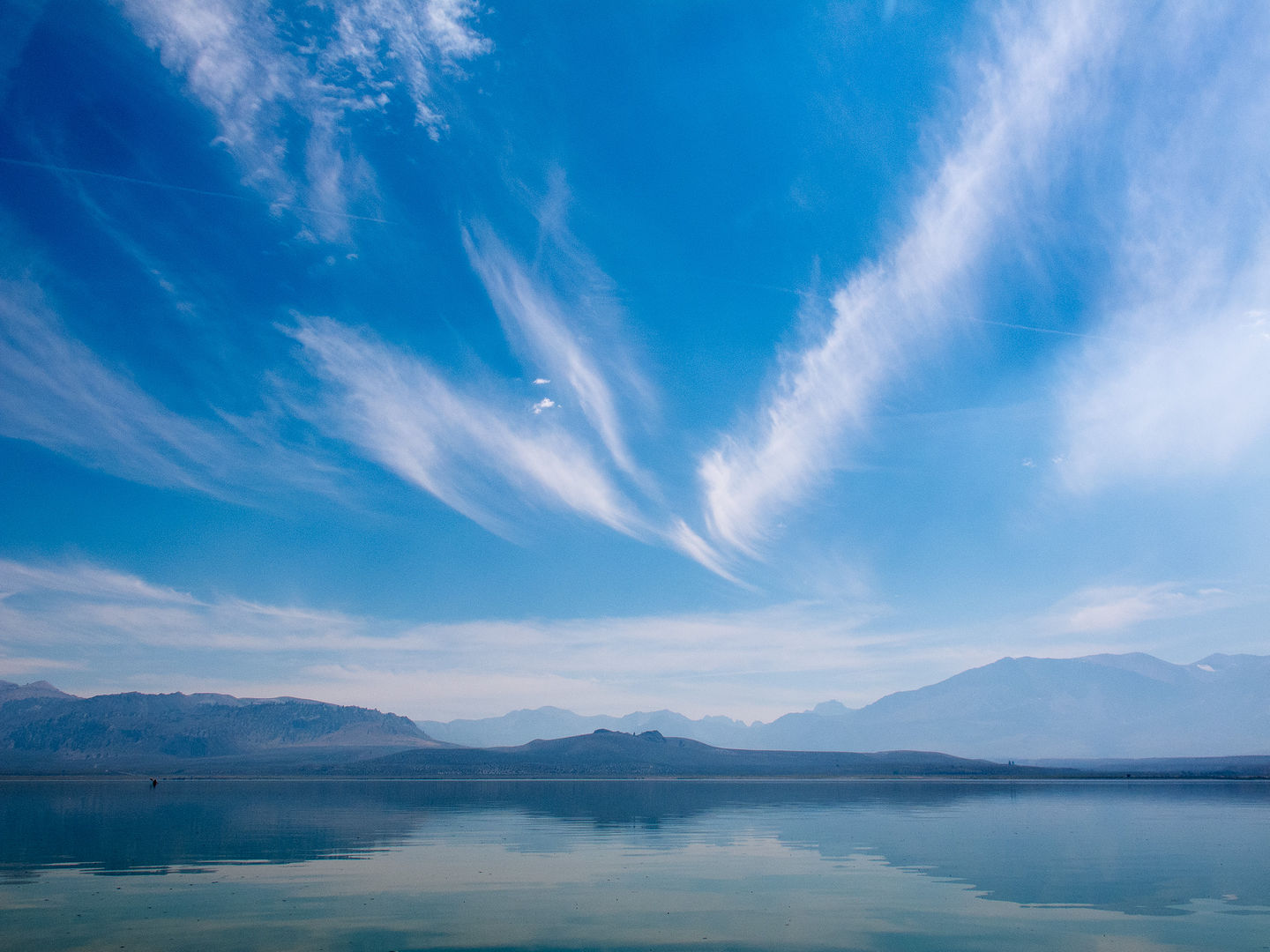 Mono Lake Sky with Tiny Lolo Kayaking