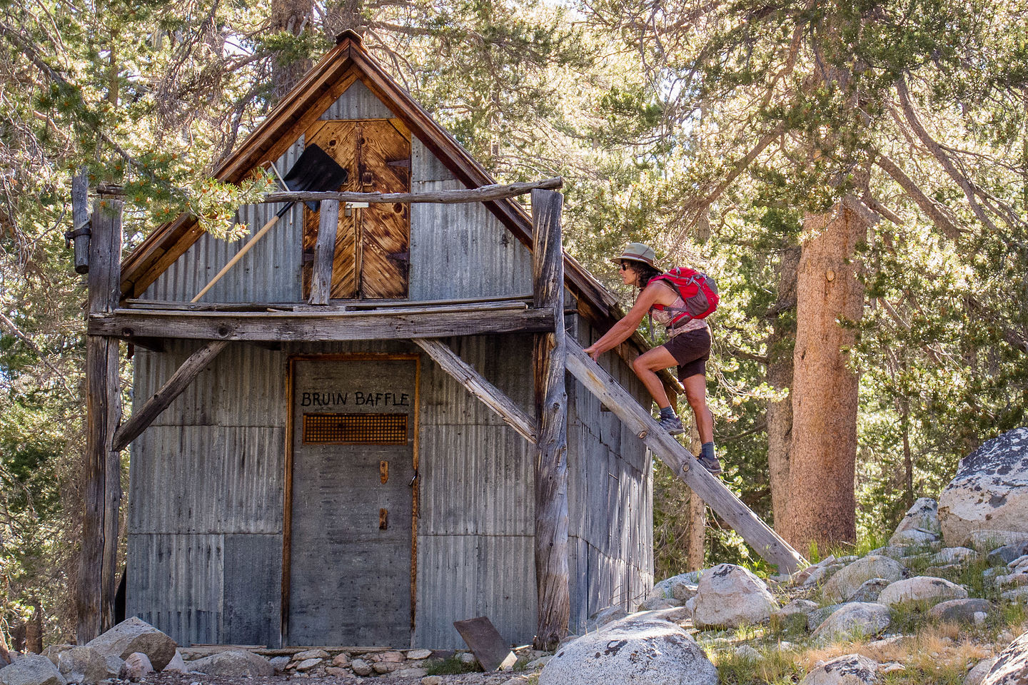 Lolo playing pioneer near old McCauley Cabin