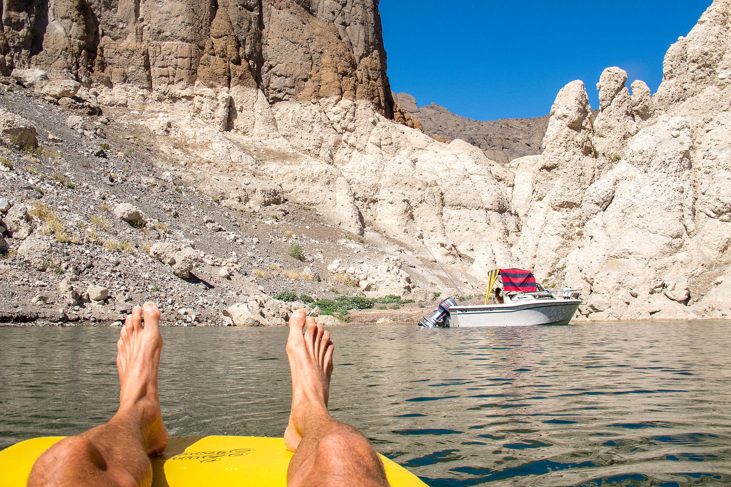 Picture of Herb's feet with cove in background Picture of Herb's feet with cove in background
