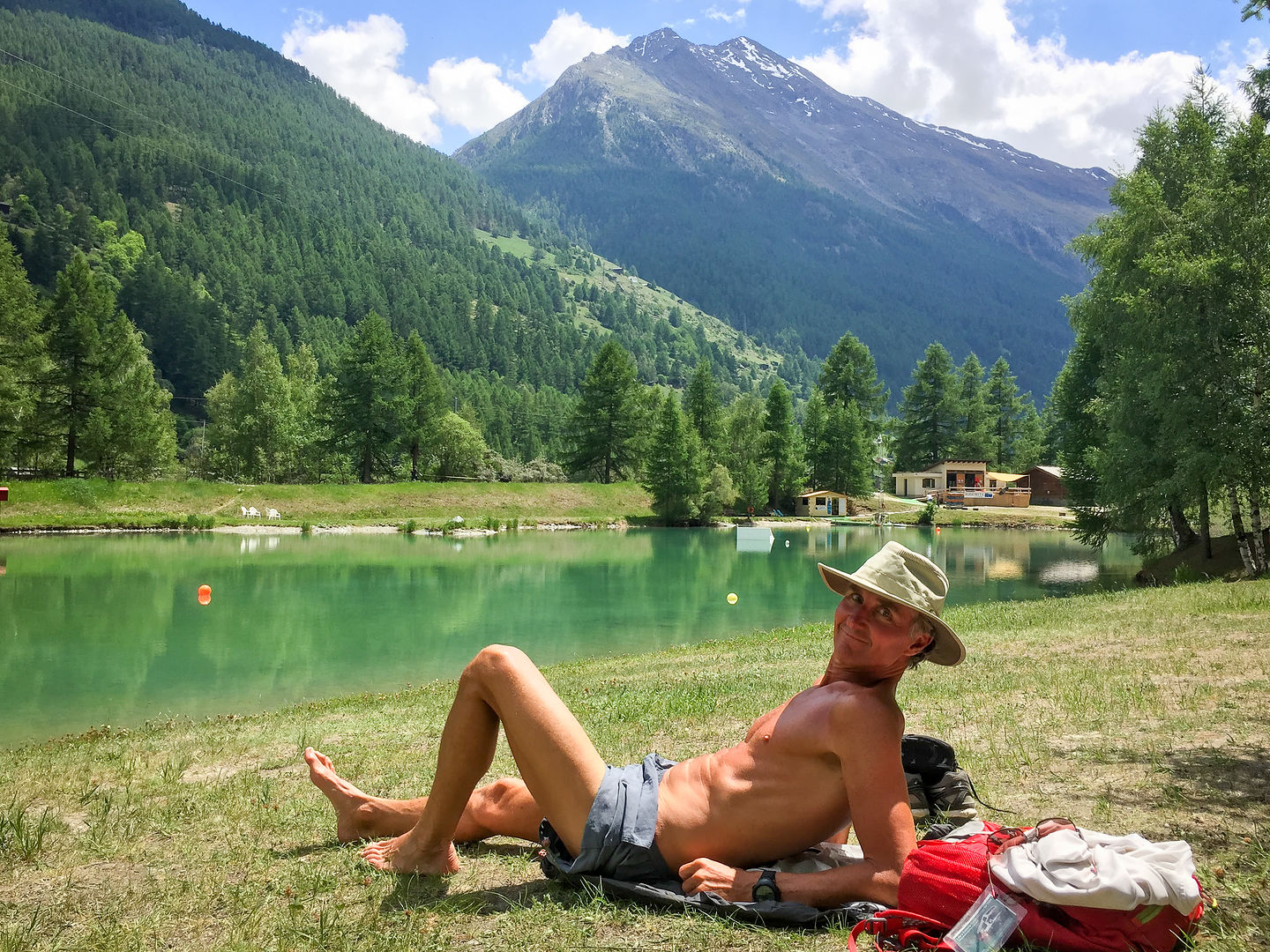 Herb relaxing on tiny Schalisee Herb relaxing on tiny Schalisee
