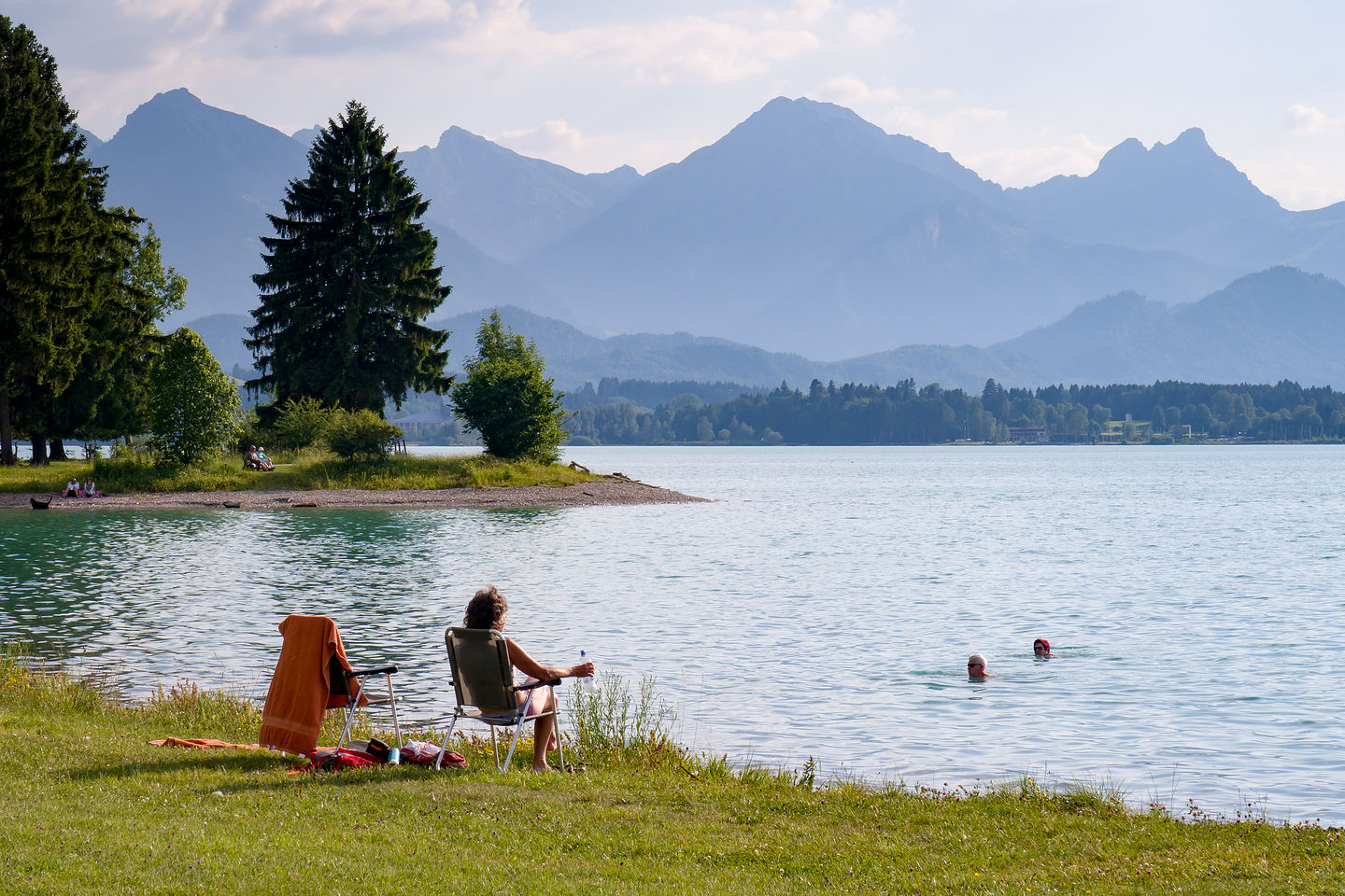 Our campground beach on the Forgensee