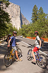 Lolo and boys on bikes approaching El Capitan