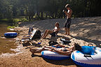 Lolo and boys relaxing at Sentinel Beach