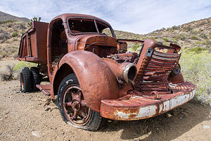 Abandoned vehicle at Goldbelt mine camp along Hidden Valley Road