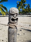 Wood carving of a god in Pu'uhonua O Honaunau National Historical Park