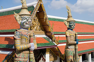 Yakshas guarding the temple gates at Wat Phra Kaew