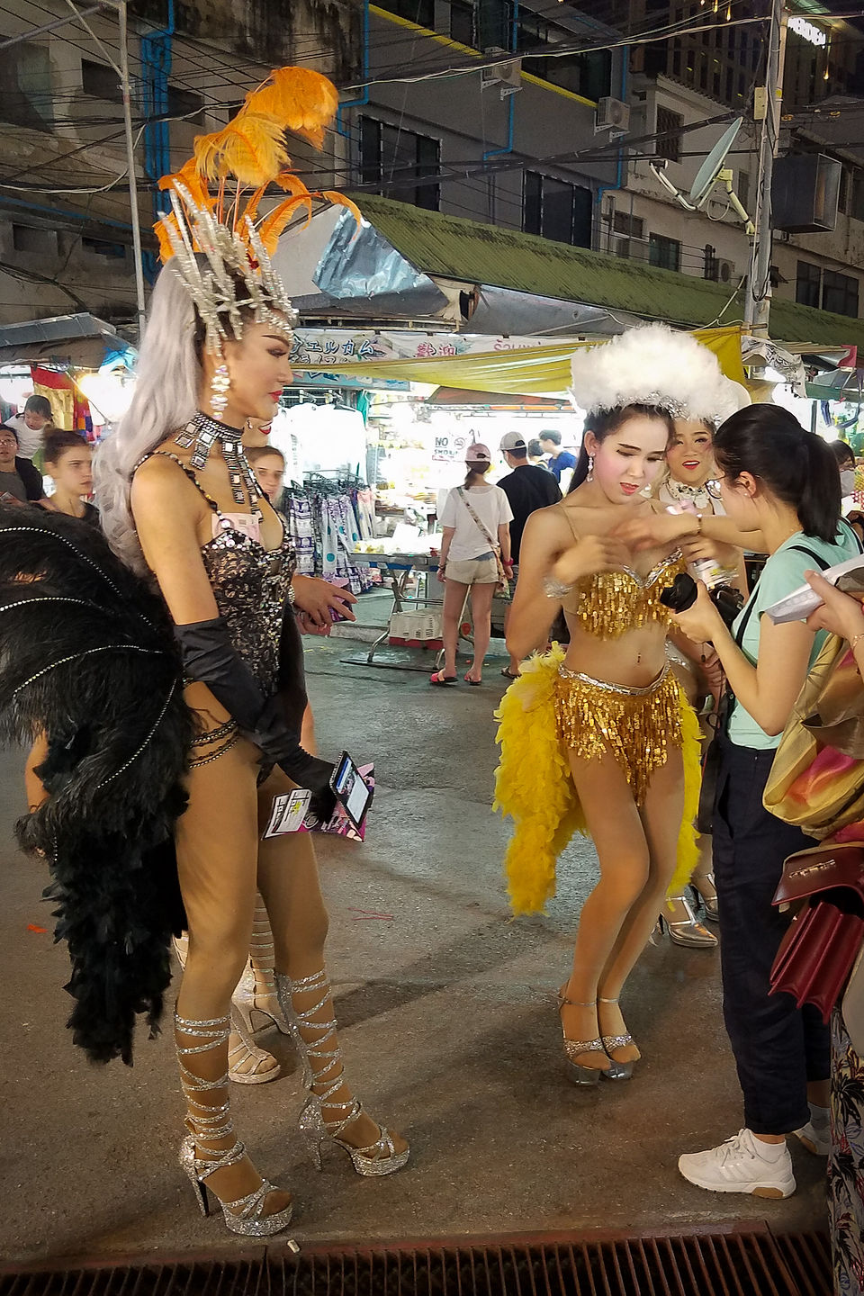 Ladyboys in the Chiang Mai night bazaar Ladyboys in the Chiang Mai night bazaar