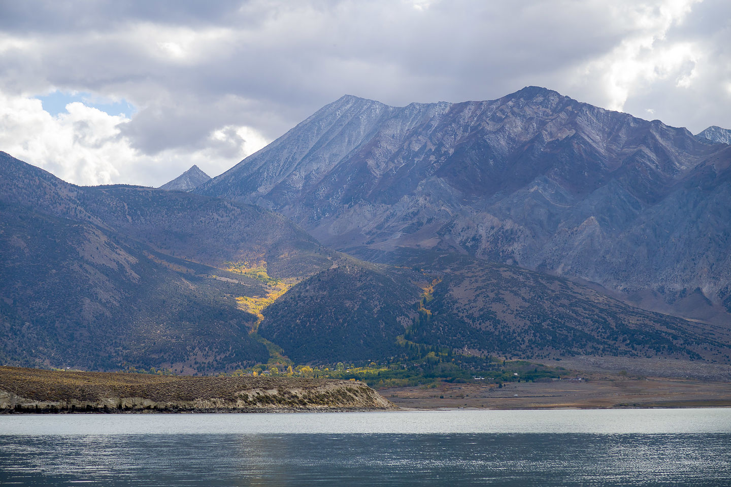 Colorful aspens across Crowley Lake Colorful aspens across Crowley Lake