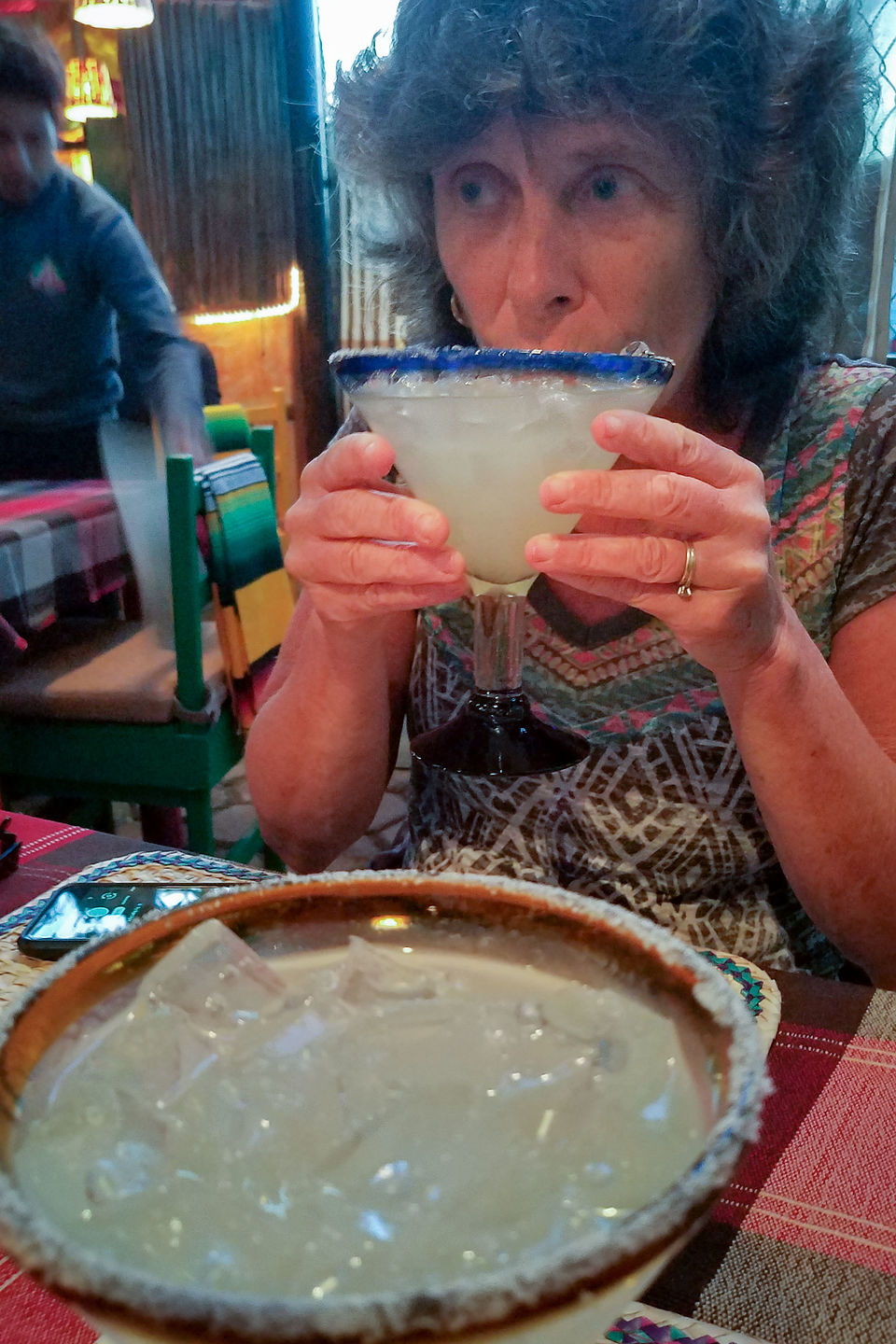 Lolo enjoying her margarita Lolo enjoying her margarita