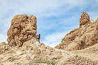 Lolo playing on Trona Pinnacles