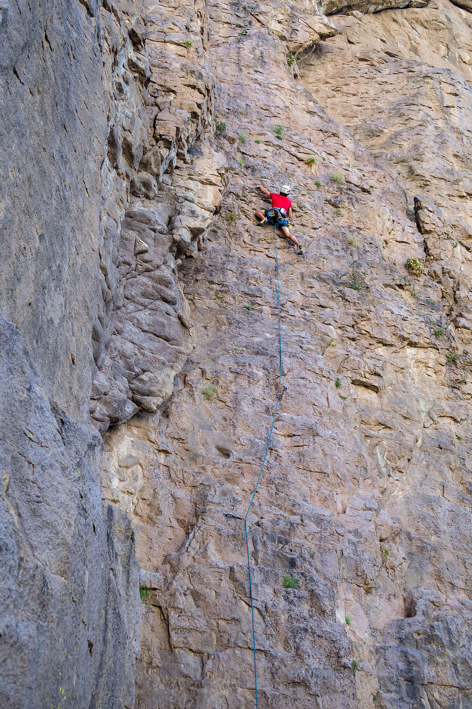 Andrew climbing in the Dilithium Crystal area of the Inner Gorge.