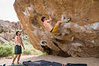 Tommy bouldering in the Volcanic Tablelands