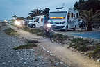 Night time mountain bikers whizzing past our campsite