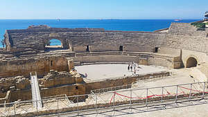 Ruins of a 2nd century AD Roman amphitheater in Tarragona