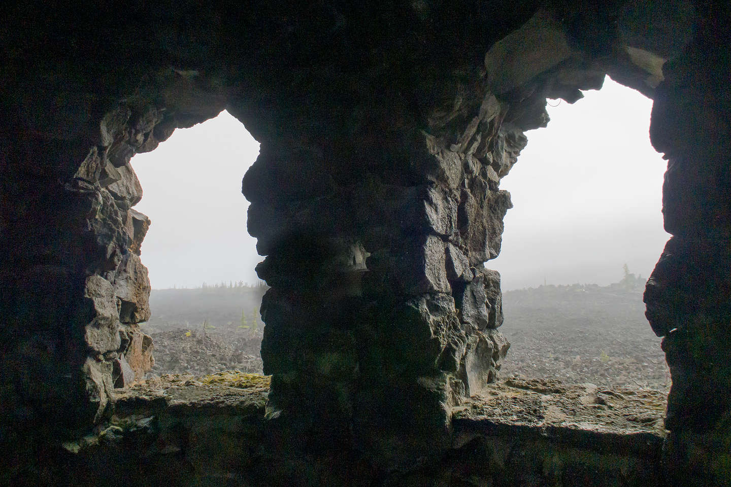 What should have been a great view through the windows of the Dee Wright Observatory,