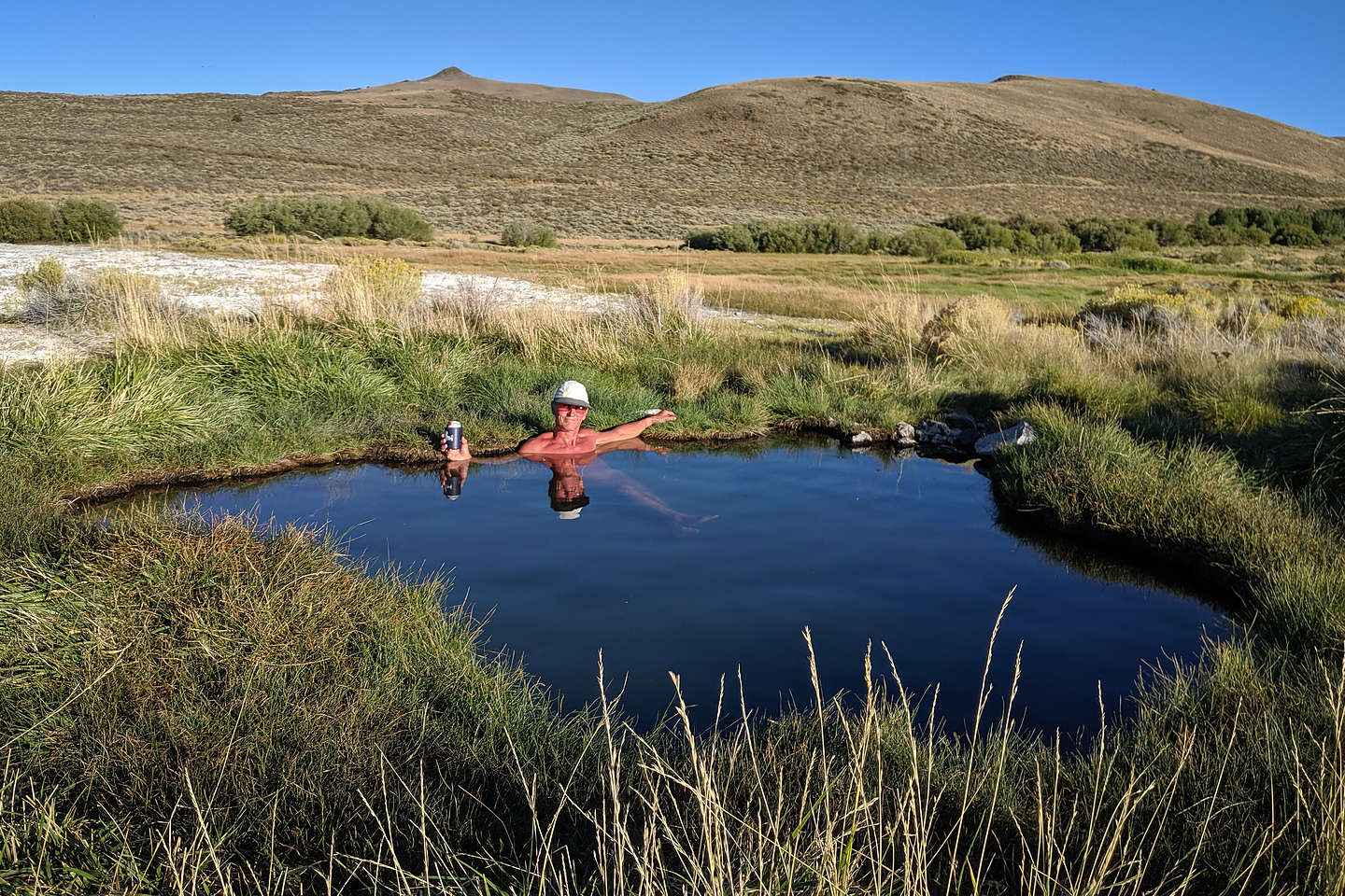 Herb enjoying the natural hot spring 