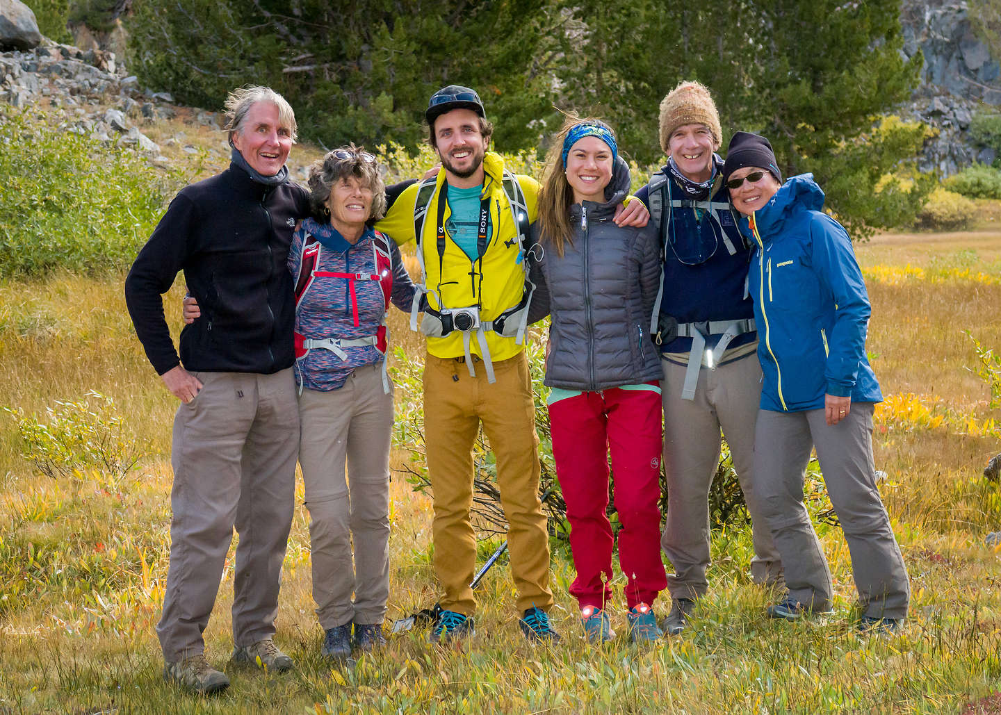 The gang setting off on their hike