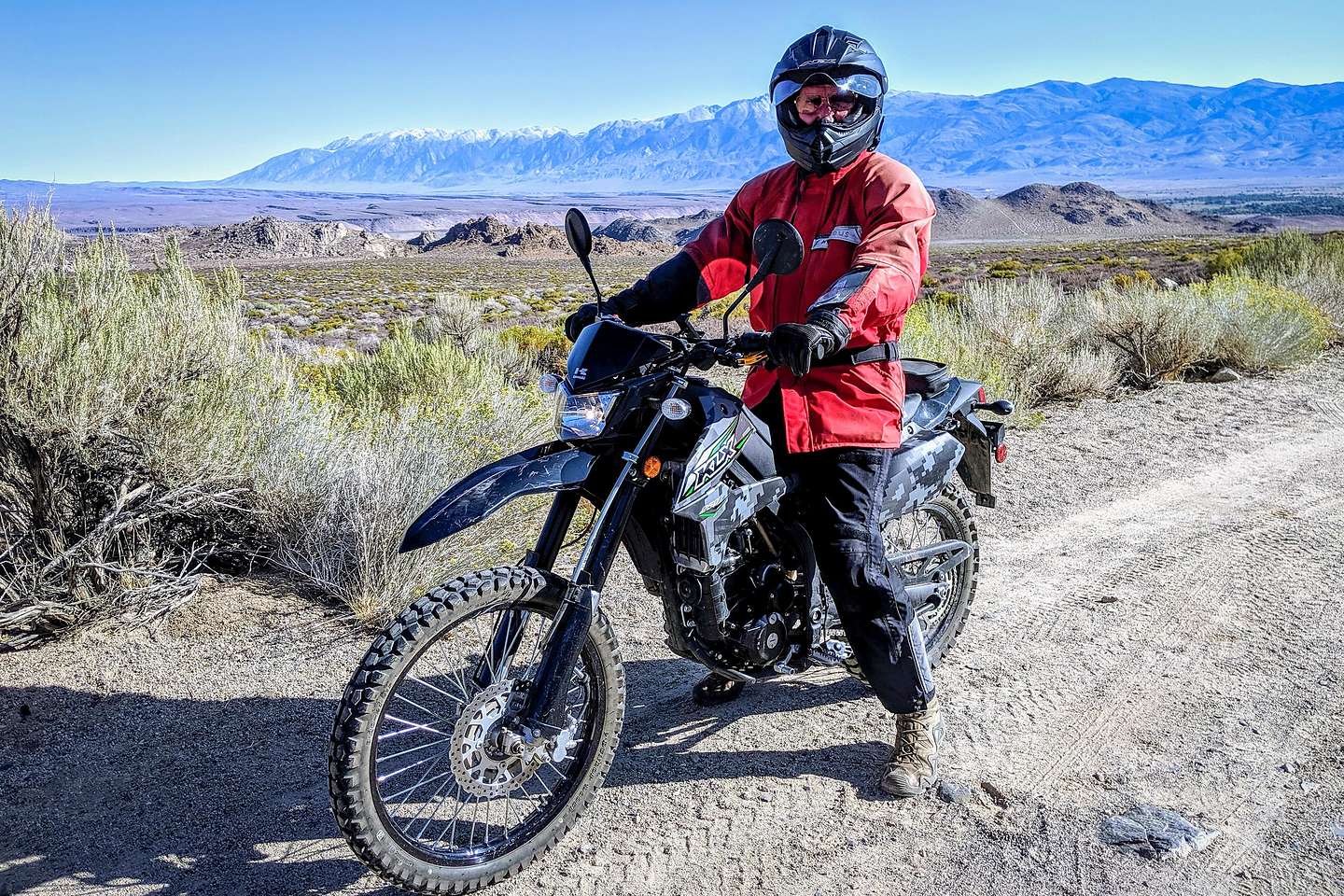 Herb hits Buttermilk Road on Andrew's Kawasaki KLX 250 Herb hits Buttermilk Road on Andrew's Kawasaki KLX 250