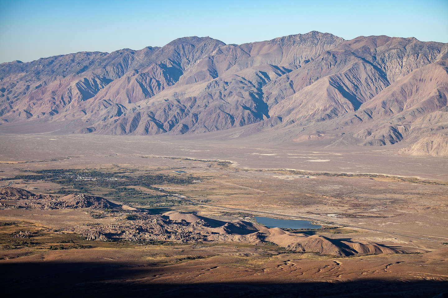 Looking down on the Alabama Hills from Horseshoe Meadow Road