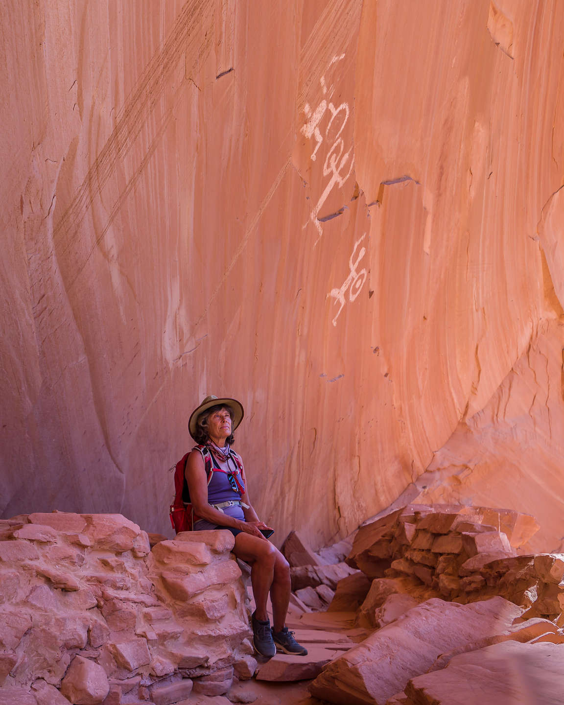 Lolo sitting beneath an anatomically correct pictograph