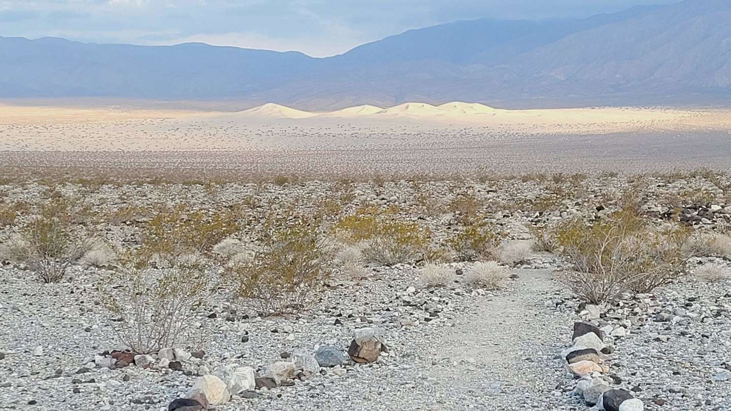 The start of the trail to the distant dunes