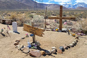 One of the more interesting graves at the Paiute Cemetery