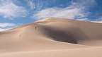 Lolo heading up the steep ridge of the Panamint Sand Dunes