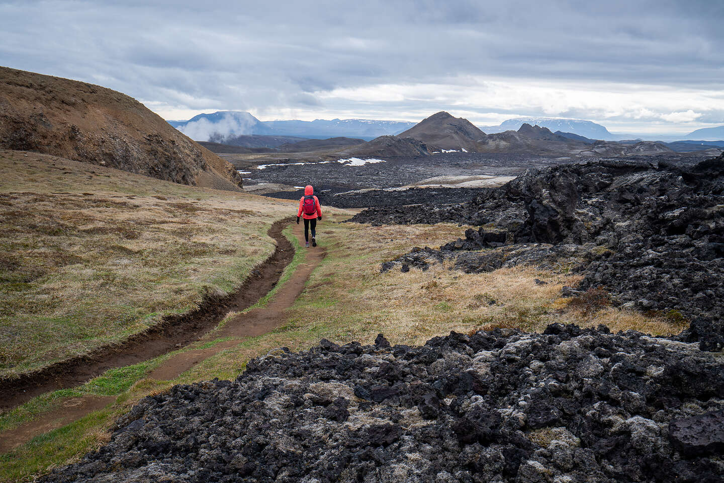 Path through the Leirhnjukur lava field Path through the Leirhnjukur lava field