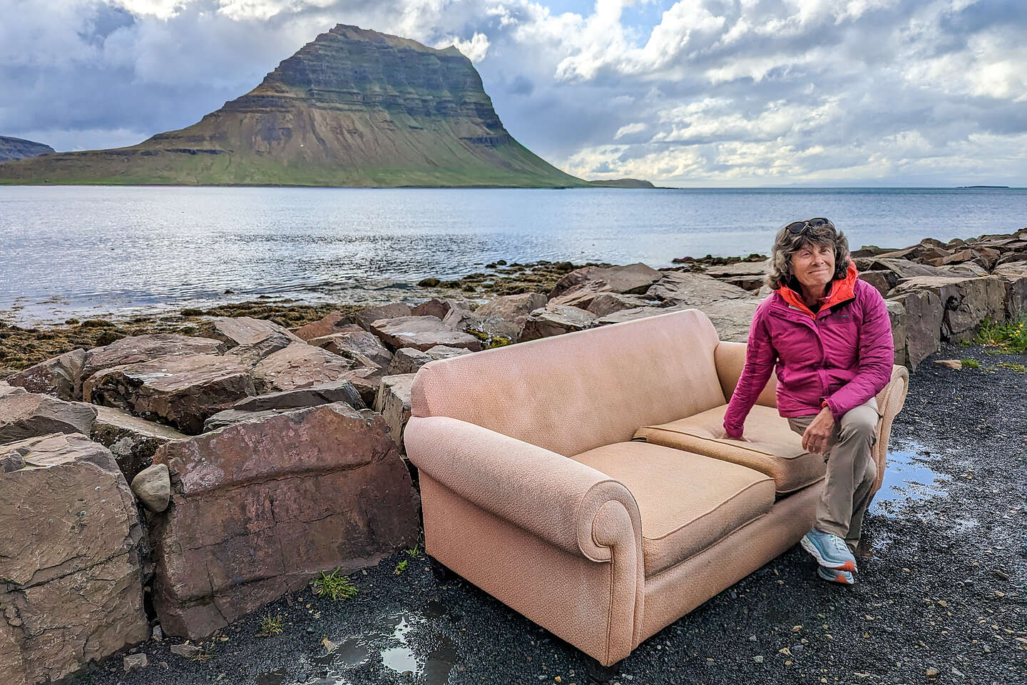 Random couch with sideview of Kirkjufell Random couch with sideview of Kirkjufell