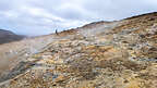 Climbing the hill above the Seltun Geothermal Area