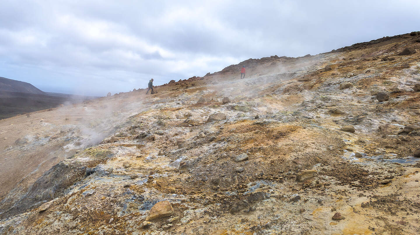 Climbing the hill above the Seltun Geothermal Area Climbing the hill above the Seltun Geothermal Area