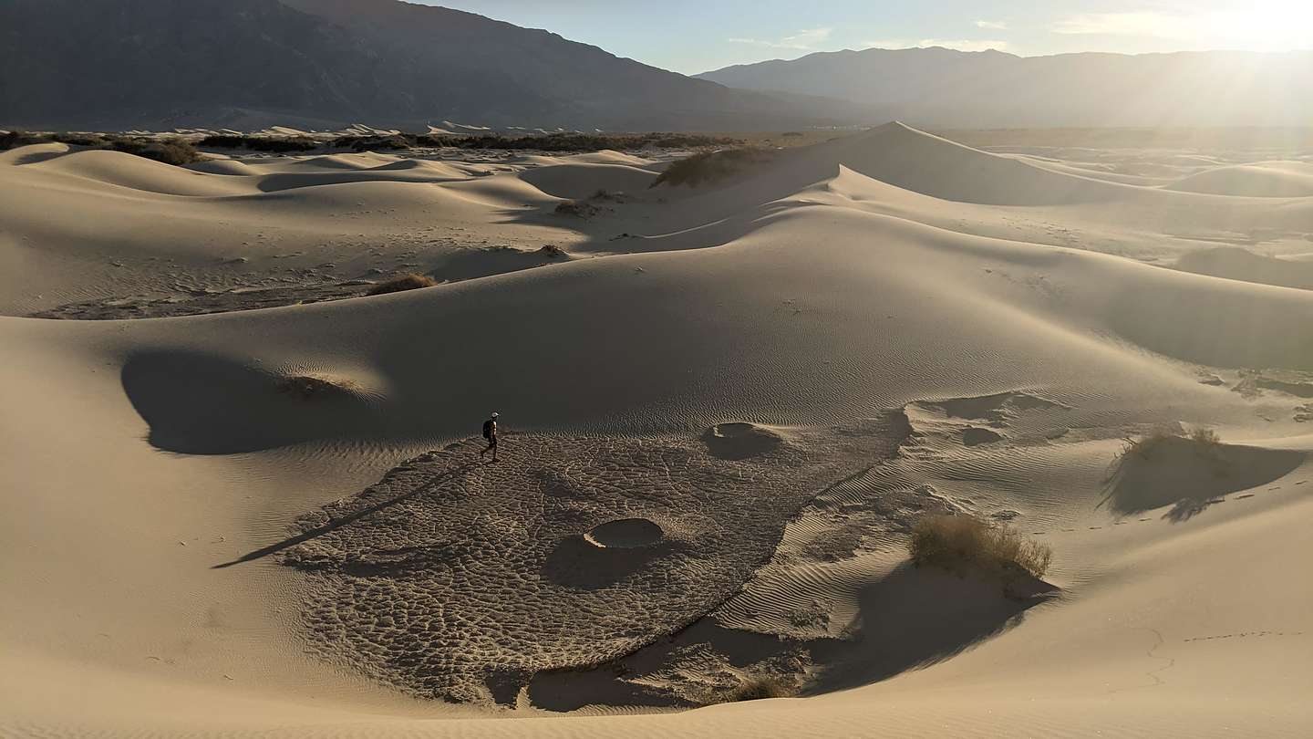 Mysterious crater-like features in Mesquite Dunes Mysterious crater-like features in Mesquite Dunes