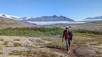 Hiking up Múlagljúfur with Vatnajökull behind