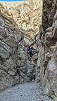 Lolo scrambling up Gower Gulch