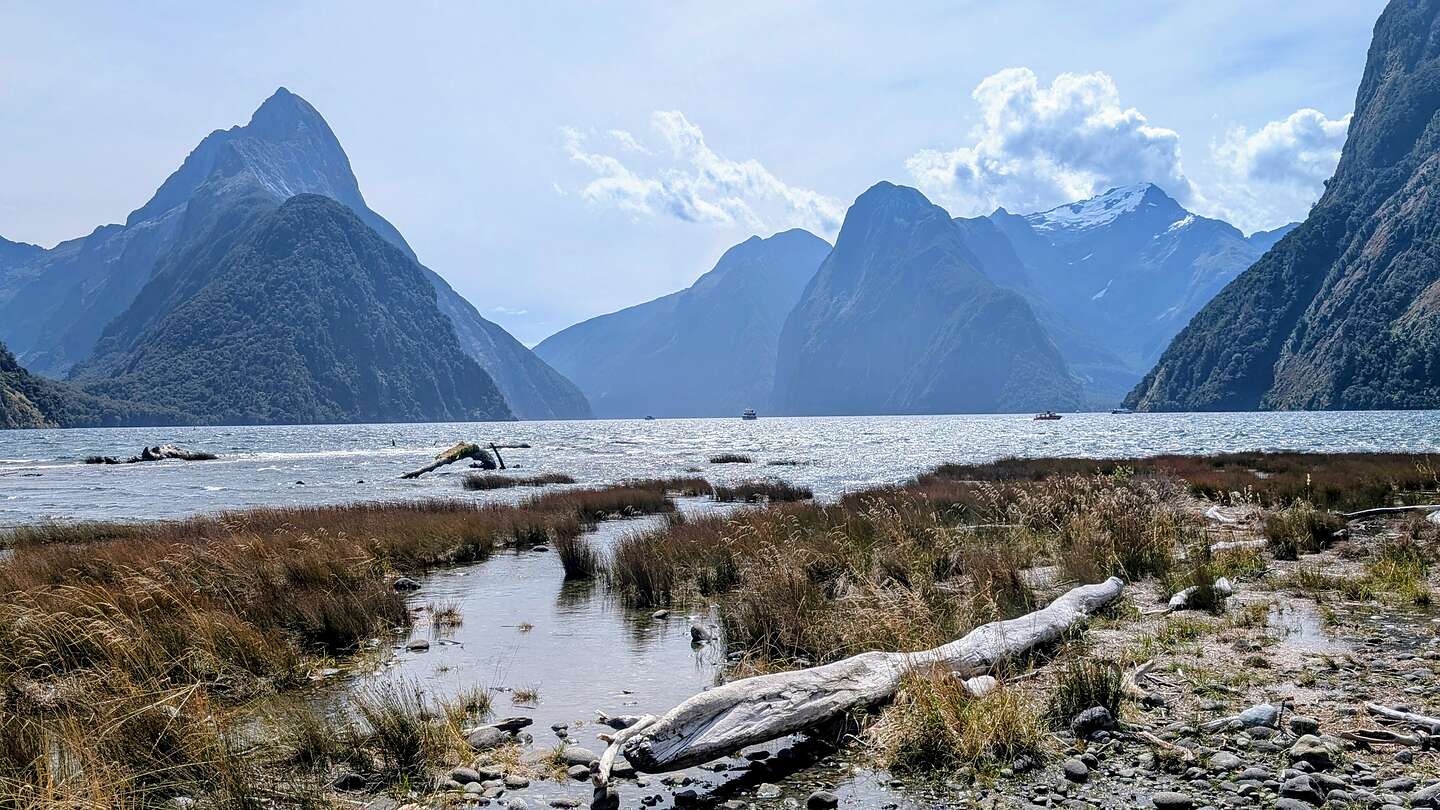 Milford Sound from Foreshore Trail Milford Sound from Foreshore Trail