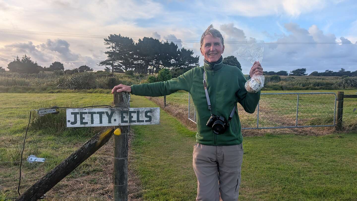 Off to feed the eels Off to feed the eels
