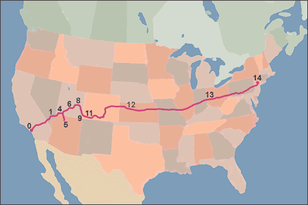 Cross-Country 1999 Trip Stops